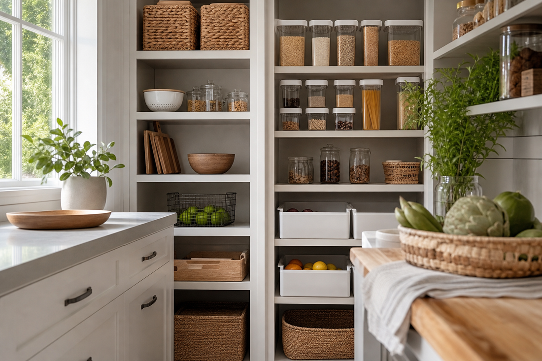 Unbranded organized spatial layout featuring household storage routines