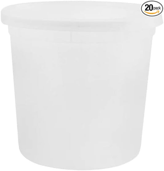 Heavyweight - 86oz - Clear Disposable Round Food Storage Deli Containers with Lids To-Go, Microwavable, Leak Proof, BPA-free : Set of 20 by Unknown