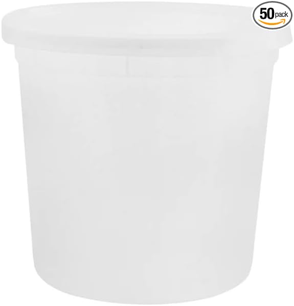 Heavyweight - 86oz - Clear Disposable Round Food Storage Deli Containers with Lids To-Go, Microwavable, Leak Proof, BPA-free : Set of 50 by Unknown
