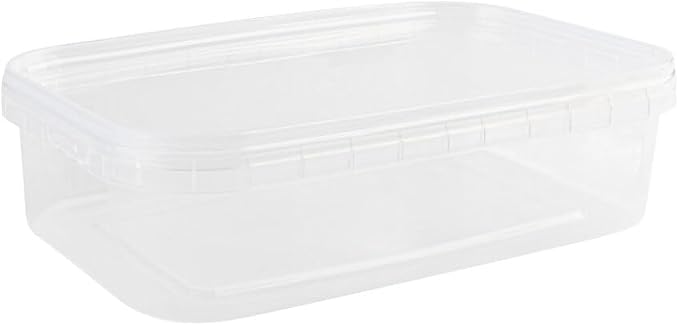 24 oz Rectangular Clear Food Storage Containers with Lids - Stackable, Tamper Proof, BPA Free, Recyclable, Space Saver, Airtight Container, Kitchen Storage, Meal Prep, Take Out, Deli Container (10) by EcoQuality