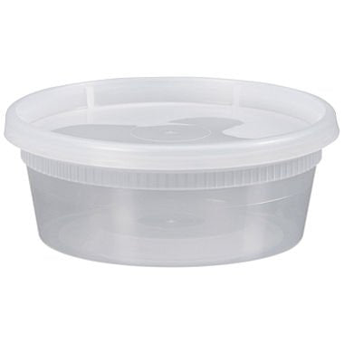 Microwavable Hot and Cold Translucent Plastic Deli Food Storage Container with Lid, 12-Pack, 8 Oz - Image 2