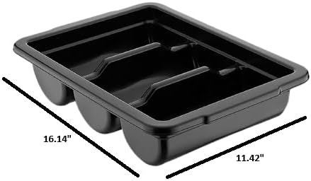 2 Pack - Cutlery Bin with Lid, Commercial 3-Compartment Flatware Tray with Cover, Silverware Divided Storage Plastic Container, Restaurant Condiments Holder, Covered Utensil Organizer Box, Black - Image 2