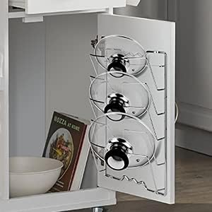 5-Tier Wall-Mount Pot Lid Rack for Kitchen – Pan Lid Organizer, Cabinet Door Storage Rack, Cookware Holder for Pots, Lids, Bakeware & Kitchen Utensils (USA) - Image 2