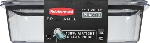 Rubbermaid Brilliance Food Storage Container, Large, 9.6 Cup | Clear | Pack of 2 - Image 2