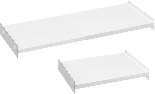 Expandable Closet Tension Shelf, 2 Packs Metal Storage Rack Organizer DIY Divider Separator for Cabinet Wardrobe Cupboard Kitchen (White,15.8" D x 17"-31" W,2PCS) by SlimmKISS