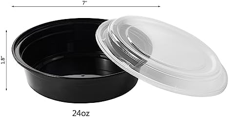 Jaluxing 24 oz 50 ct Round Meal Prep Containers with Lids Plastic Food Storage Lunch Plan To Go Box Disposable Take Out Bowls BPA Free Durable Stackable Microwave Freezer Safe (Formerly FULING) - Image 2