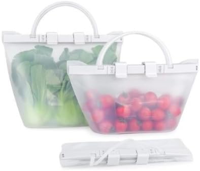Reusable Food Storage Silicone Bags Leakproof Airtight SnapBag Pouch Stand-Up Flat Bottom Reuse Ziplock Freezer Bag, Dishwasher Safe Bags Reusable Sous Vide by WISELLYReusableProducts