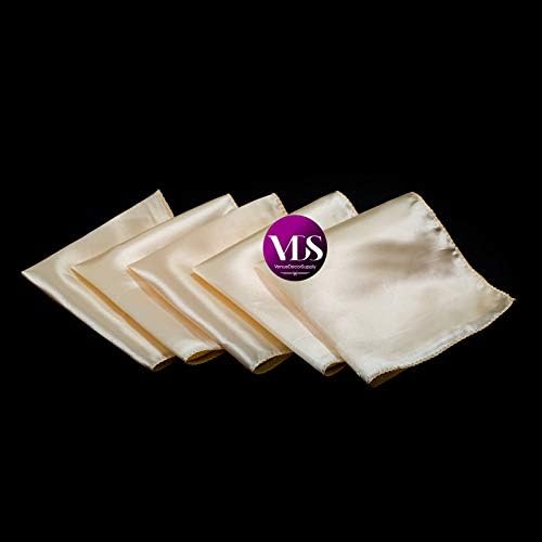VDS - 100 Pieces | Satin Napkins 20 x 20 Inch Square | Kitchen & Dinner Table Napkins Cloths Handkerchief for Restaurant Bistro Wedding Christmas Birthday Party Dinner Decoration (Cream) - Image 2