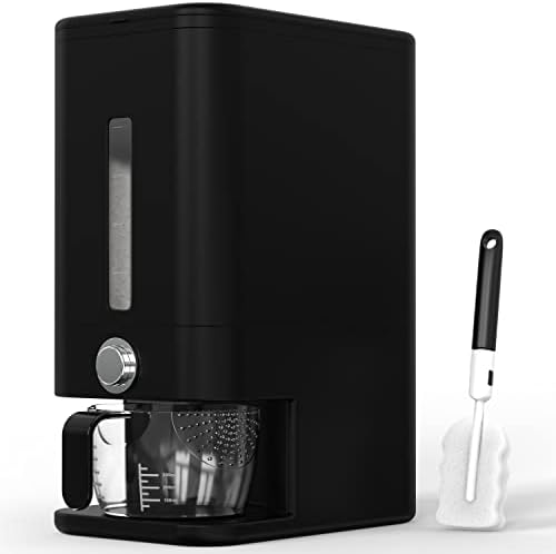 Rice Dispenser - 26.5 lbs Rice Storage Container with Measuring Cup, Rice Scoop & Sponge – Large Cereal Grain Bucket with Scale for Kitchen Pantry Organization, BPA-free, Airtight (Black) - Image 8