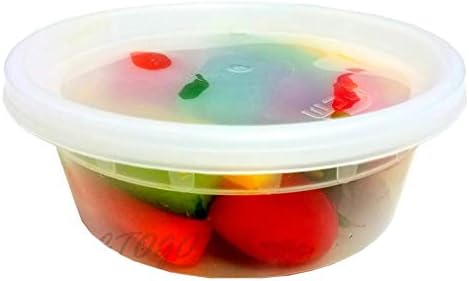 8 oz. Heavy Duty Round Deli Food Soup Plastic Container w/Lid 100% BPA Free (Pack of 12 Sets) by Unknown
