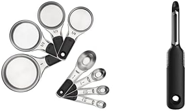 OXO Good Grips Stainless Steel Measuring Cup and Spoon Set + Swivel Vegetable Peeler by OXO