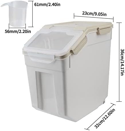 4 Pack Grain Food Storage Container, 20LB Airtight Rice Bin Storage Bucket with Spoon and Measuring Cup, Large Flour Dispenser Container Set 80LB Total Capacity, Grey - Image 3