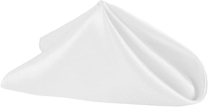 CVL 50 Pk, Satin Napkin 20"x20" Square Edge: Hemmed Material: 100% Polyester - White by Unknown
