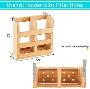 Bamboo Dish Drying Rack, 3-Tier Collapsible Wooden Dish Rack with Utensil Holder, Bamboo Dish Drainer Rack for Kitchen Counter 25pcs - Image 5