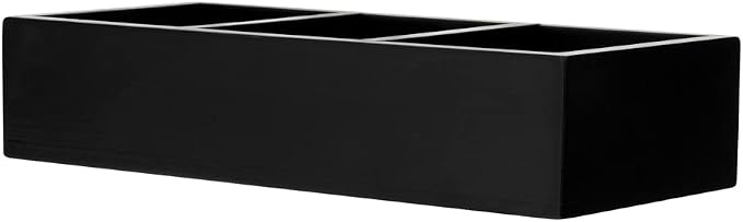 Restaurantware-9.5 x 4.25 x 2 Inch Coffee Condiment Organizer, 1 Rectangle Creamer Organizer - 3 Compartments, Black Bamboo Coffee Accessory Caddy, Won't Chip, For Tea And Sugar Packets - Image 2