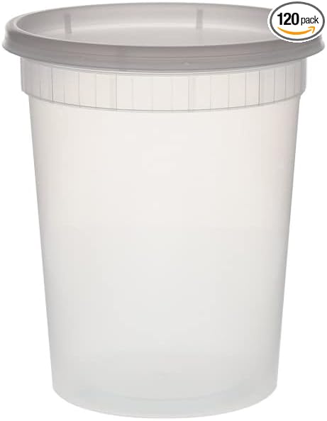 Deli Containers with Lids 32oz. Leakproof 120 Sets BPA-Free Plastic Food Storage Cups Clear Airtight NC02055 32 oz Deli Container by Unknown