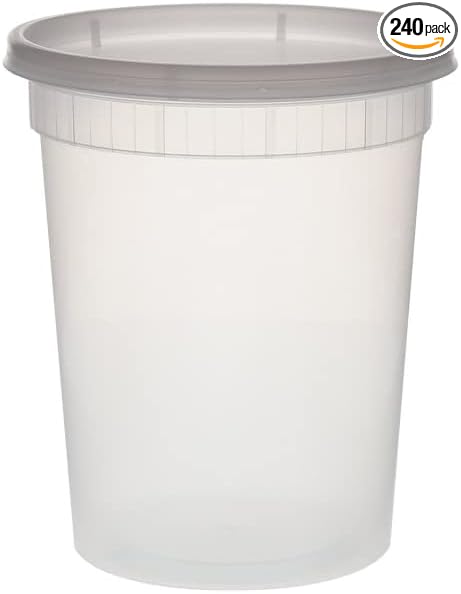 Deli Containers with Lids 32oz - Disposable Leakproof Food Storage Cups - Microwaveable Takeout Food Storage Containers Container - Set of 240 by Unknown