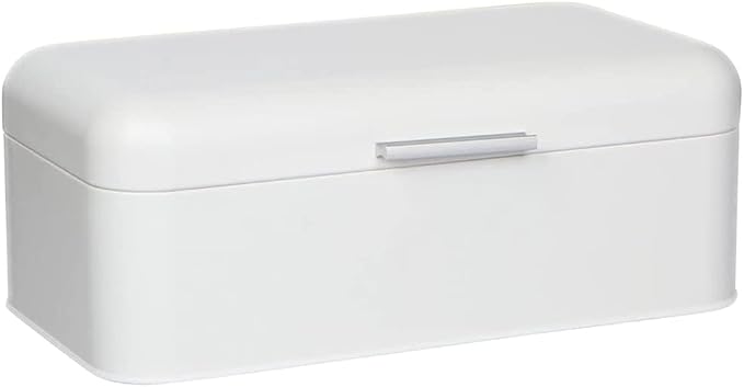 Extra Large White Bread Box for Kitchen Countertop 16" x 9" Holds 2 Loaves | Stainless Steel Vintage Bread Boxes for Kitchen Counters by CulinaryCouture