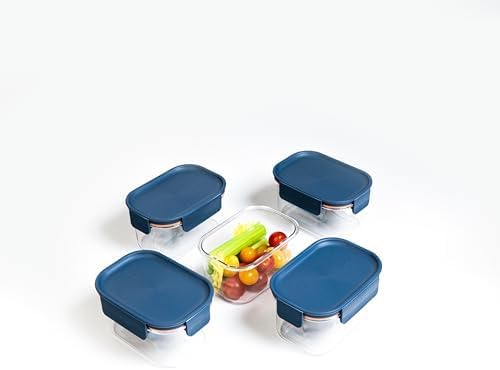 LocknLock Tritan Plastic Bisfree Modular Plus Food Storage Container Set, Lunch, Meal Prep, Stackable, BPA-Free, Leakproof, Freezer-Safe, 10 Pieces, 5 Boxes and 5 Lids, Navy, 450ml - Image 2