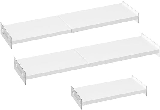 Expandable Closet Organizer Shelves, 3 Pack Adjustable Metal Storage Shelves Dividers for Wardrobe Cupboard Kitchen (White,7.9" D x 17"-31" W,3PCS) by SlimmKISS
