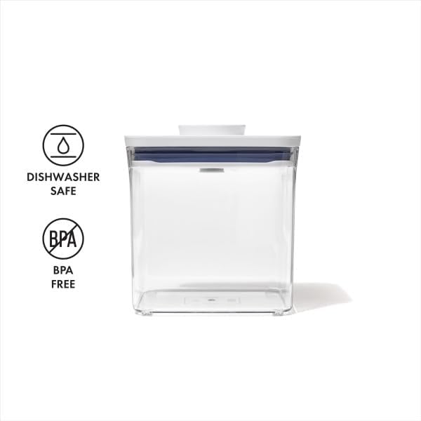 OXO Good Grips POP Container, Airtight Food Storage for Pantry, 2.8 Qt | Ideal for 5 lbs Sugar, Cookies or Crackers, Stackable, Push-Button Lid, Dishwasher Safe, Big Square Short Shape - Image 10
