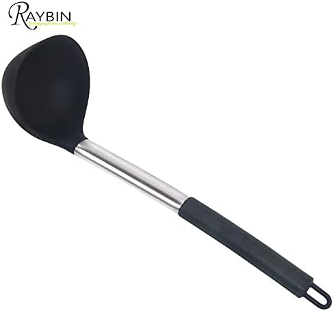 Silicone Kitchen Utensil Set, 8 pcs Kitchen Cooking Utensils Set, Heat Resistant Non-Stick Silicone Cookware with Stainless Steel Handle, Spatula Spoon Turner Tongs(Black) - Image 5