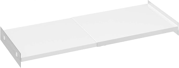 Expandable Closet Shelves, 1 Pack Adjustable Metal Closet Organizers and Storage Shelves for Wardrobe, Kitchen Pantry, Shoe Rack, (White,11.8" D x 26"-38" W,1PCS) by SlimmKISS