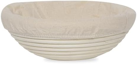 8" Round Banneton Proofing Basket with Cloth Liner - Premium Artisan Rattan Bread Proofing Basket for Sourdough, Artisan Boules & Brotform Dough Rising by The Lucky Clover Trading by TheLuckyCloverTradingCo