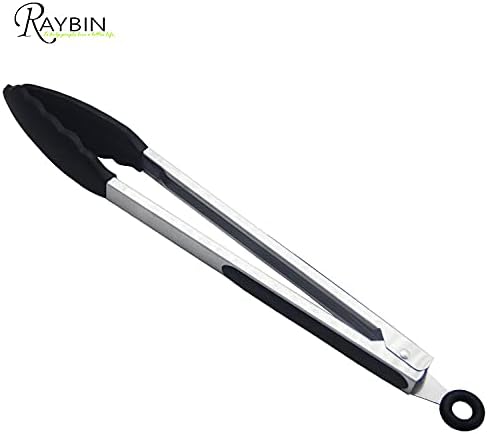 Silicone Kitchen Utensil Set, 8 pcs Kitchen Cooking Utensils Set, Heat Resistant Non-Stick Silicone Cookware with Stainless Steel Handle, Spatula Spoon Turner Tongs(Black) - Image 2