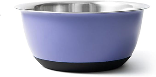 Fox Run Stainless Steel Mixing Bowl, 4.25 Quart Purple Mixing Bowl | Non-Skid Base For Easy Mixing | Cute Purple Design | Double Wall Stainless Steel Mixing Bowl For Temperature Retention by foxrunbrands