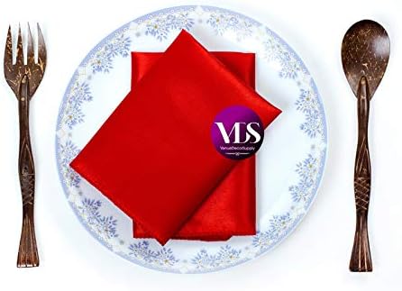 VDS - 150 Pieces | Satin Napkins 12 x 12 Inch Square | Kitchen & Dinner Table Napkins Cloths Handkerchief for Restaurant Bistro Wedding Christmas Birthday Party Dinner Decoration (Red) - Image 4