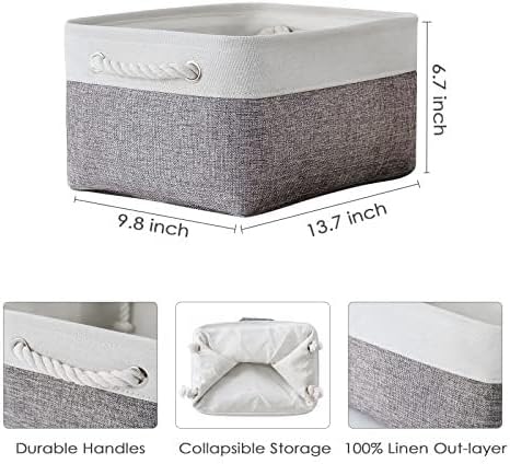 Organization and Storage Basket for Shelves - 1 Pack 14x10x6.7 inch Collapsible Storage Bins, Fabric Storage Cubes for Closet Organizer Toy Gift Cloth (White & Grey) - Image 7