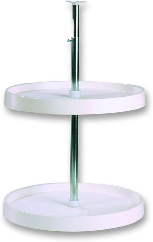 Knape & Vogt Lazy Susan Organizer, 2-Tier Cabinet, 18 in. Diameter Full-Round, Adjustable Height From 25-1/2 in. to 31-1/2 in., Polymer, 360 Degree Turntable, White by KnapeVogt