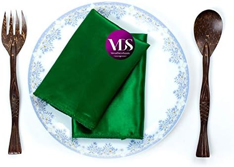 VDS - 25 Pieces | Satin Napkins 20 x 20 Inch Square | Kitchen & Dinner Table Napkins Cloths Handkerchief for Restaurant Bistro Wedding Christmas Birthday Party Dinner Decoration (Green) - Image 4