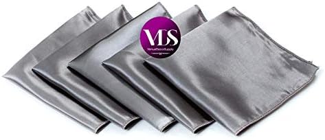 VDS - 75 Pieces | Satin Napkins 12 x 12 Inch Square | Kitchen & Dinner Table Napkins Cloths Handkerchief for Restaurant Bistro Wedding Christmas Birthday Party Dinner Decoration (Silver Grey) - Image 2