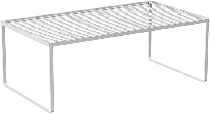Kitchen Cabinet Storage Shelf Stackable Wire Spice Rack Organizer Heavy Duty Space Saver for Bathroom Bedroom Closet Laundry Room Office Countertop - White, Pack 1 by LIYIVNAA
