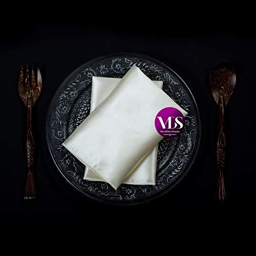 VDS - 25 Pieces | Satin Napkins 20 x 20 Inch Square | Kitchen & Dinner Table Napkins Cloths Handkerchief for Restaurant Bistro Wedding Christmas Birthday Party Dinner Decoration (Ivory) - Image 4