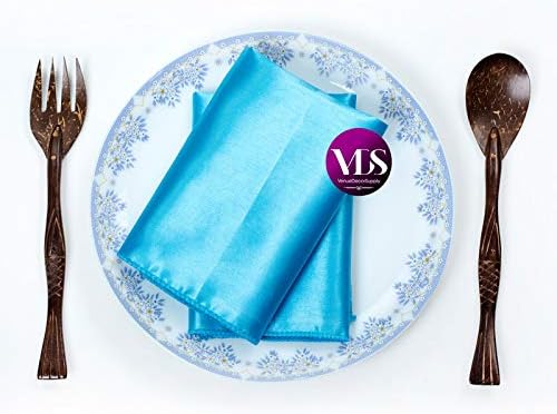 VDS - 125 Pieces | Satin Napkins 12 x 12 Inch Square | Kitchen & Dinner Table Napkins Cloths Handkerchief for Restaurant Bistro Wedding Christmas Birthday Party Dinner Decoration (Turquoise) - Image 4