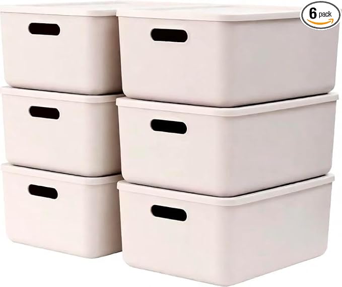Set Of 6 Plastic Storage Bins, 11.5×8×4.7 Inch Versatile Kitchen Pantry Organization and Storage,for Plastic Storage Container Under Bed,Under Sink Bathroom Organizer (Light gray, 6M) by Amyup