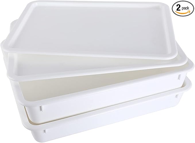 Pizza Dough Proofing Box, Commercial Grade 17.25" x 13", 2 Trays and Covers | Stackable by GSM+Brands