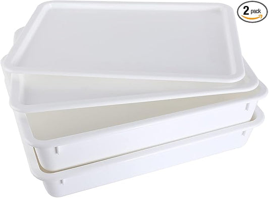 Pizza Dough Proofing Box, Commercial Grade 17.25" x 13", 2 Trays and Covers | Stackable by GSM+Brands