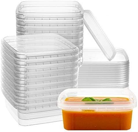 8 oz 20 Pack Square Clear Deli Containers with Lids Disposable BPA Free Square Plastic Food Storage Containers with Lids Airtight for Meal Prep Take Out Kitchen - Image 2