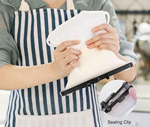 Reusable Food Storage Leakproof Silicone Snap Bags Stand-Up Silicone Food Bag 6 Cups (50 Oz) Microwavable Freezer and Dishwasher Safe Odorless Easy Clean and Dry Ziplock Alternatives (Random Color) - Image 2