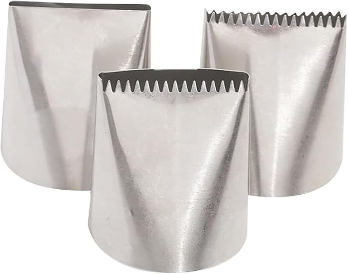 3 Pcs Stainless Steel Piping Tips Ribbon Icing Tips Large Piping Nozzles Big Frosting Tips Cupcake Pastry Tips Cake Decorating Tools for Cupcakes Cookies by Unknown