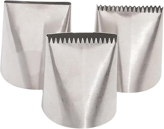 3 Pcs Stainless Steel Piping Tips Ribbon Icing Tips Large Piping Nozzles Big Frosting Tips Cupcake Pastry Tips Cake Decorating Tools for Cupcakes Cookies by Unknown