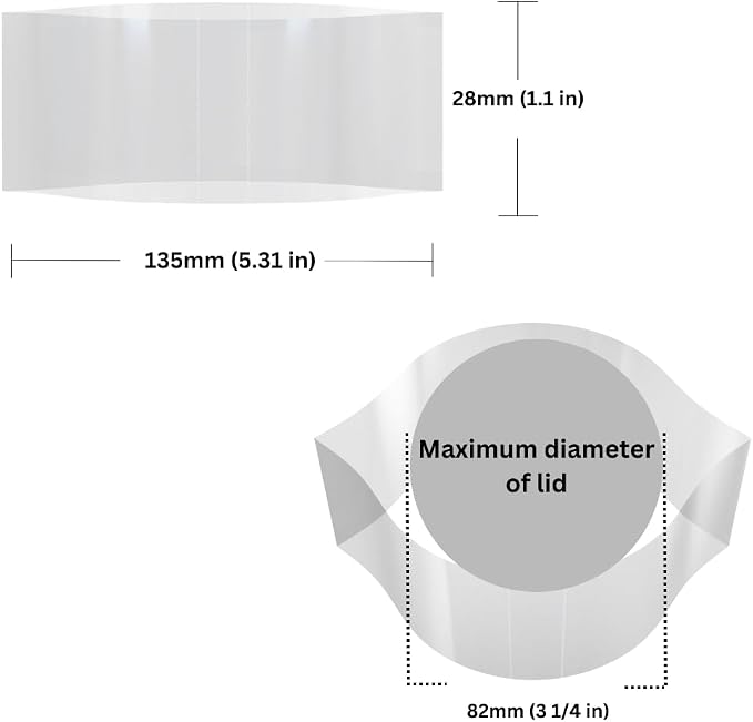 135 x 28 mm Clear Perforated Shrink Band for Wide Glass Jars, Plastic Canisters & Metal Tins [Cap Diameter: 3 1/4"] Pack of 100 - Image 2