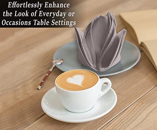 Ruvanti Cloth Napkins Set of 4, 18x18 Inches Napkins Cloth Washable, Soft, Durable, Absorbent, Cotton Blend. Table Dinner Napkins Cloth for Hotel, Lunch, Restaurant, Wedding Parties - Coffee Grey - Image 4