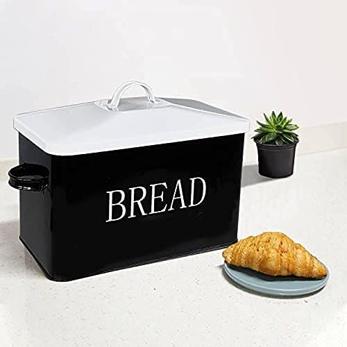 SOTECH Metal Bread Box For Kitchen Countertop,black bread box for kitchen countertop for Homemade Bread Farmhouse Style Bread Bin-Kitchen Food Bread Storage Container - Image 6