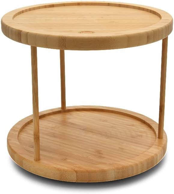 YBM Home Bamboo Wooden Non-Skid Spinner for Kitchen, Pantry, Fridge, Cupboards, or Counter Organizing, Fully Rotating Organizer by YBMHome