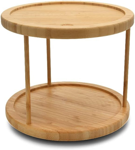 YBM Home Bamboo Wooden Non-Skid Spinner for Kitchen, Pantry, Fridge, Cupboards, or Counter Organizing, Fully Rotating Organizer by YBMHome